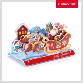 Puzzle 3D sania lui Mos Craciun 19 piese 9.5x16x9.3 cm asamblata